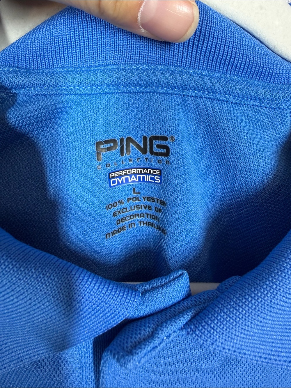 PING | Men's Polo Shirt Short Sleeve Blue Black Size Large - Picture 8 of 10